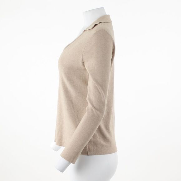 Calvin Klein Womens Sequin Trim V-Neck Sweater Heather Latte M - Picture 4 of 5